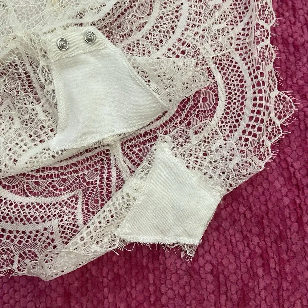Intimately Free People Forties Feels Bodysuit Ivory Cream Floral Size Small